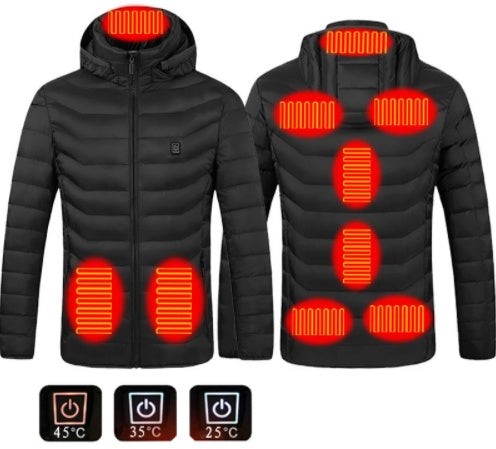 Manteau électrique rechargeable USB - Détails de la connexion power bank et poches