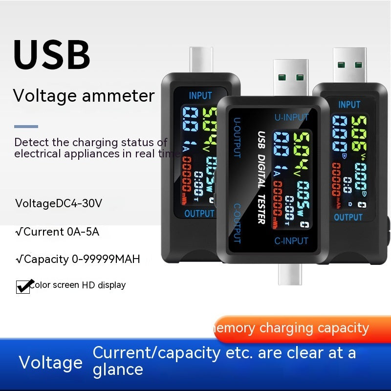 Testeur USB multifonction voltmètre ampèremètre capacité batterie 4.5-36V affichage LCD