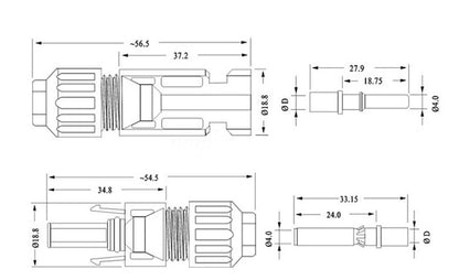 Connecteur MC4 sertissage professionnel 2.5-4mm² testé 6000V installation panneau